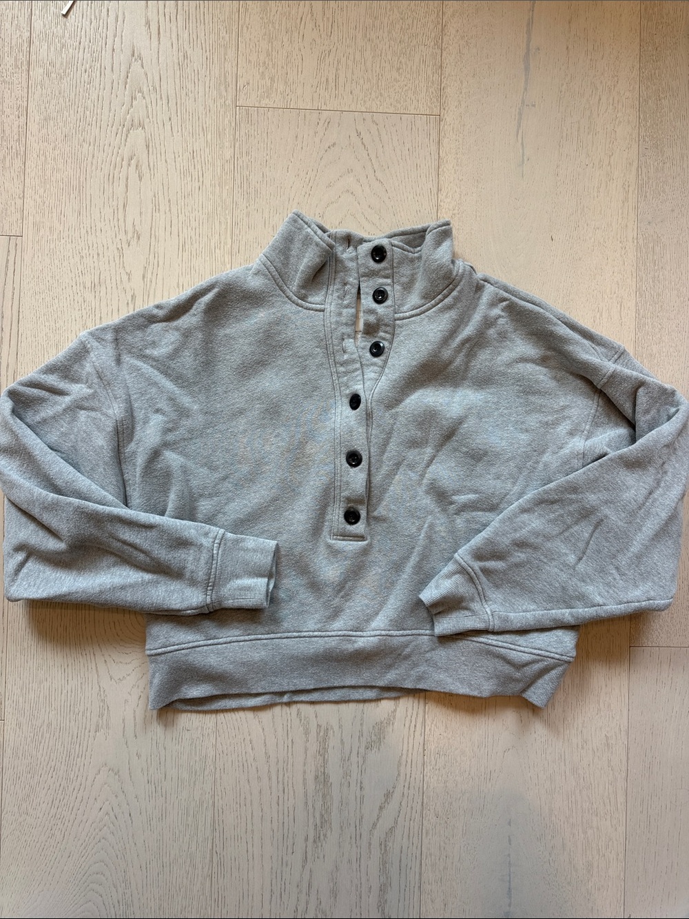 Citizens of Humanity - Mirelle Gray Funnel Button-Neck Sweatshirt